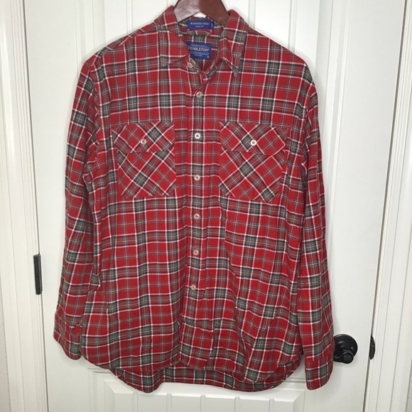 Pendleton Burnside Red and Green Plaid Flannel Button Down Long Sleeve Shirt. - Picture 2 of 6